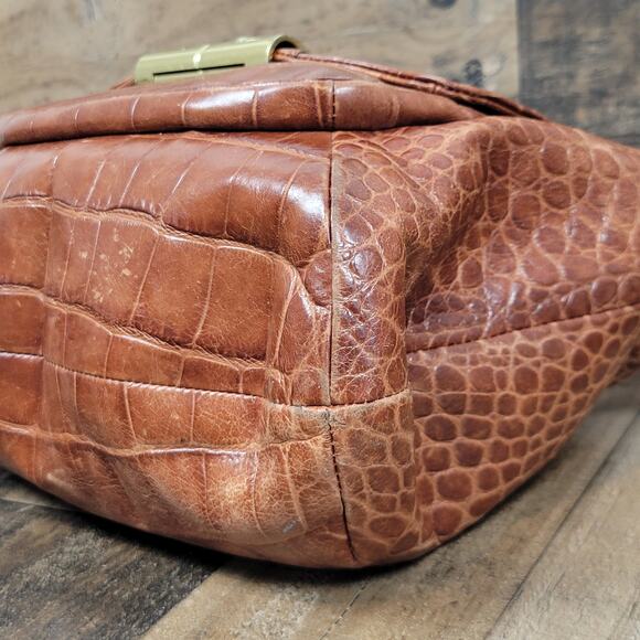 Coach Kristin Embossed Walnut Brown Croc Leather Bag Purse Satchel Limited 16827 - Picture 14 of 16